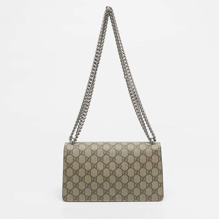 Pre Owned Gucci Beige GG Supreme Canvas and Suede Mini Dionysus Shoulder Bag