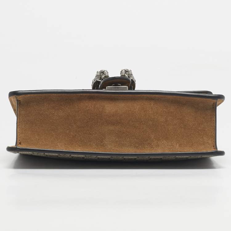 Pre Owned Gucci Beige GG Supreme Canvas and Suede Mini Dionysus Shoulder Bag