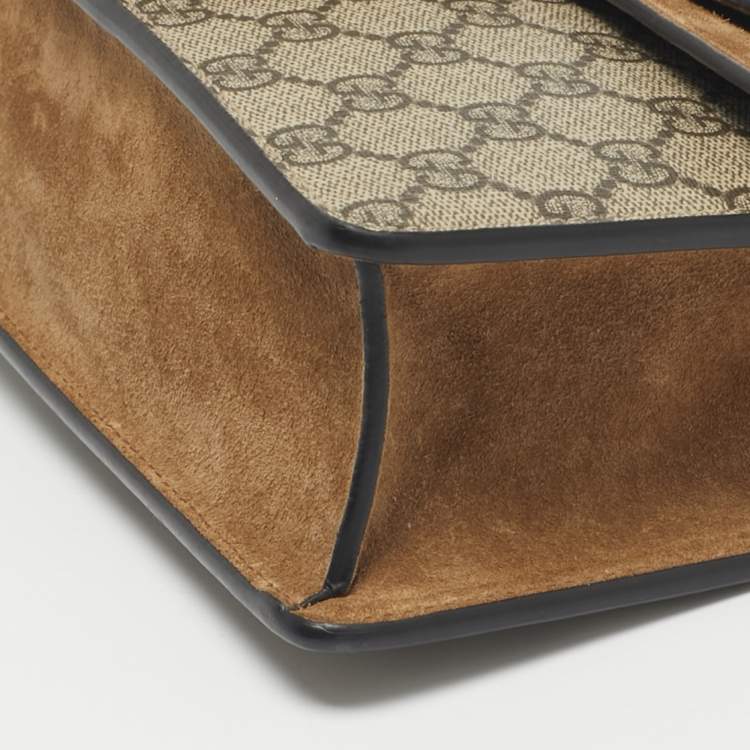 Pre Owned Gucci Beige GG Supreme Canvas and Suede Mini Dionysus Shoulder Bag