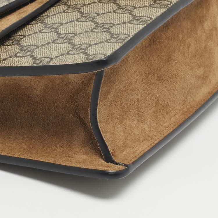 Pre Owned Gucci Beige GG Supreme Canvas and Suede Mini Dionysus Shoulder Bag