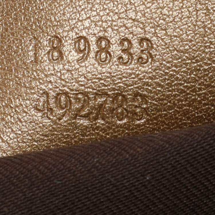 Pre Owned Gucci Beige/Gold GG Crystal Canvas Large D Ring Hobo