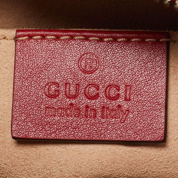 Pre Owned Gucci Red Matelassé Leather GG Marmont Belt Bag
