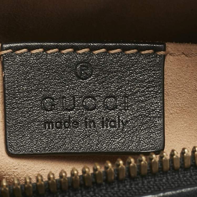 Pre Owned Gucci Black Matelassé Leather GG Marmont Belt Bag