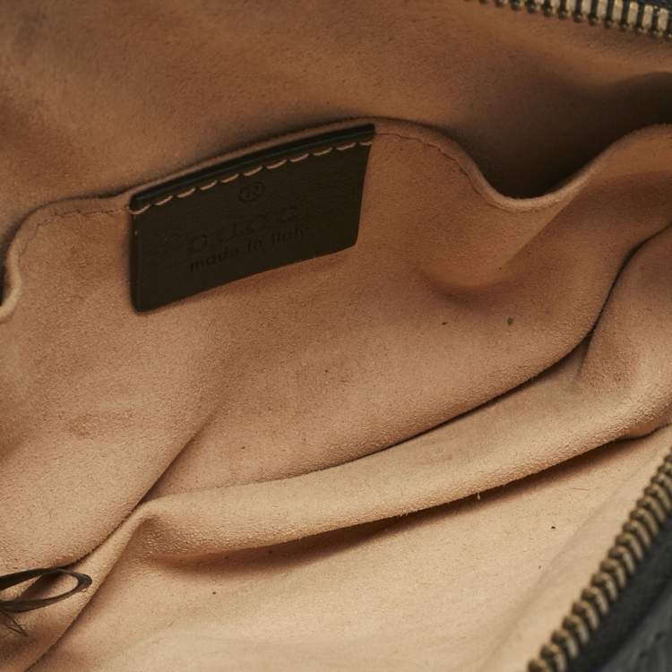 Pre Owned Gucci Black Matelassé Leather GG Marmont Belt Bag