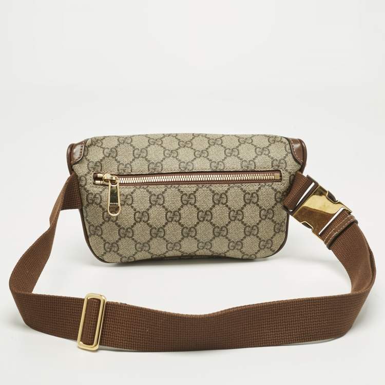 Pre Owned Gucci Brown/Beige GG Supreme Canvas Interlocking G Belt Bag