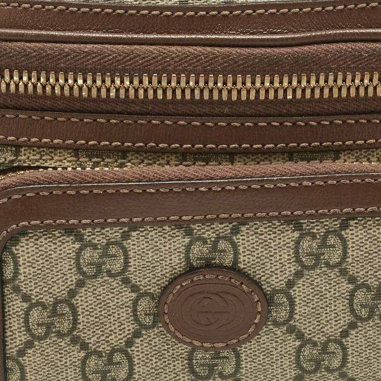 Pre Owned Gucci Brown/Beige GG Supreme Canvas Interlocking G Belt Bag