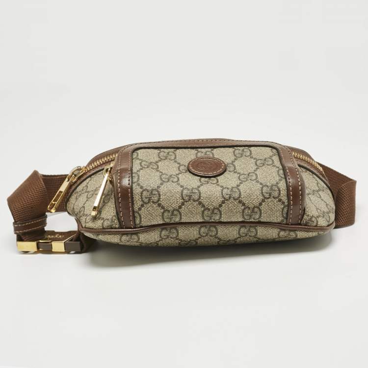 Pre Owned Gucci Brown/Beige GG Supreme Canvas Interlocking G Belt Bag