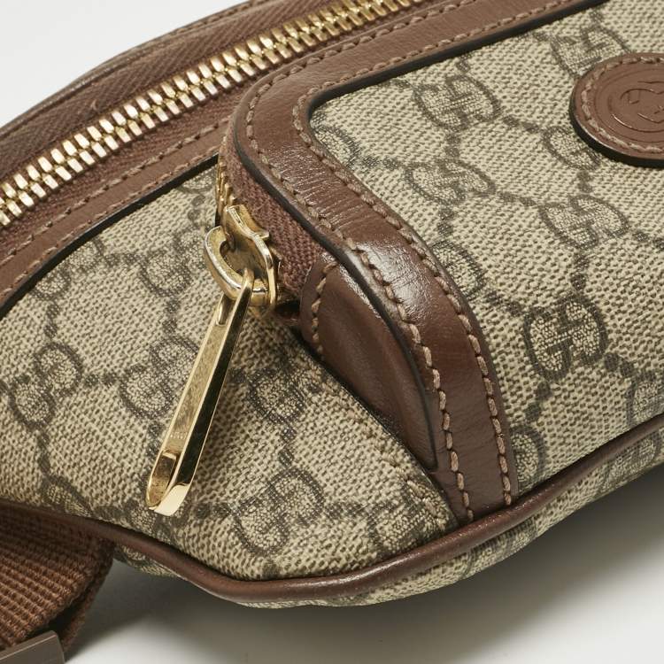 Pre Owned Gucci Brown/Beige GG Supreme Canvas Interlocking G Belt Bag