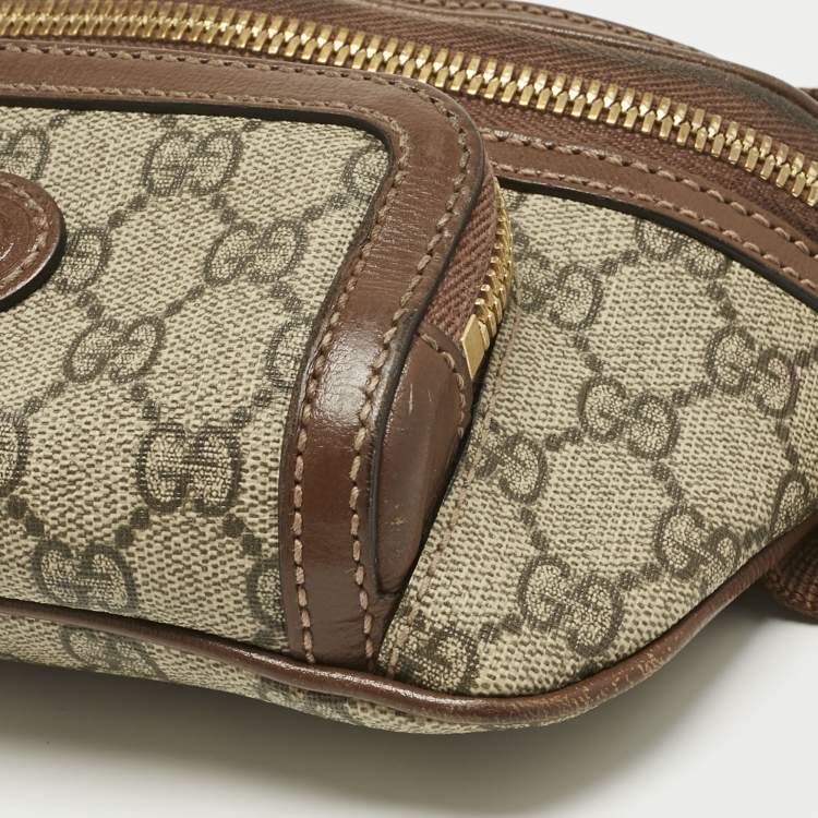 Pre Owned Gucci Brown/Beige GG Supreme Canvas Interlocking G Belt Bag