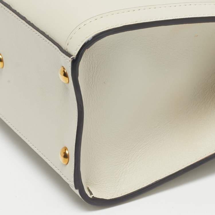 Pre Owned Gucci Off White Leather Mini Diana Tote