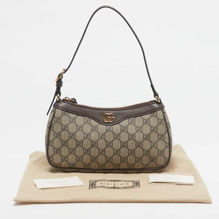 Pre Owned Gucci /BrownBeige GG Supreme Canvas Small Ophidia Shoulder Bag
