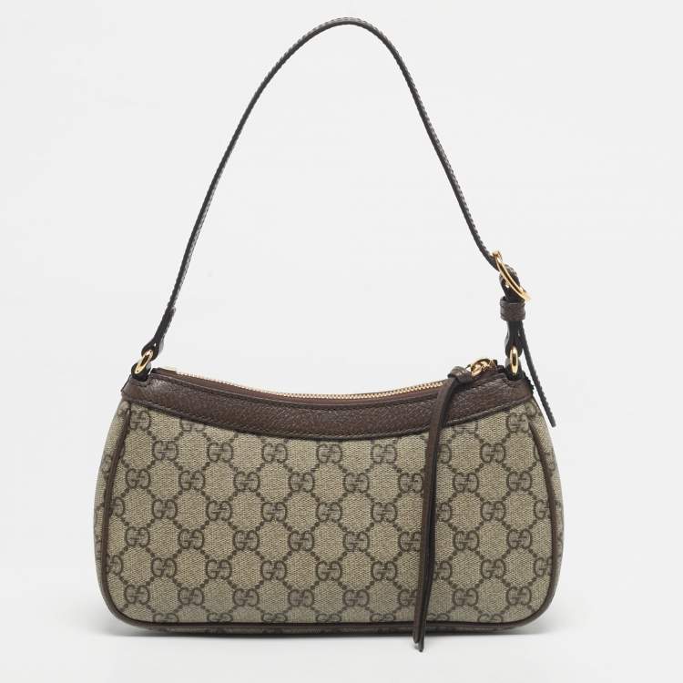 Pre Owned Gucci /BrownBeige GG Supreme Canvas Small Ophidia Shoulder Bag