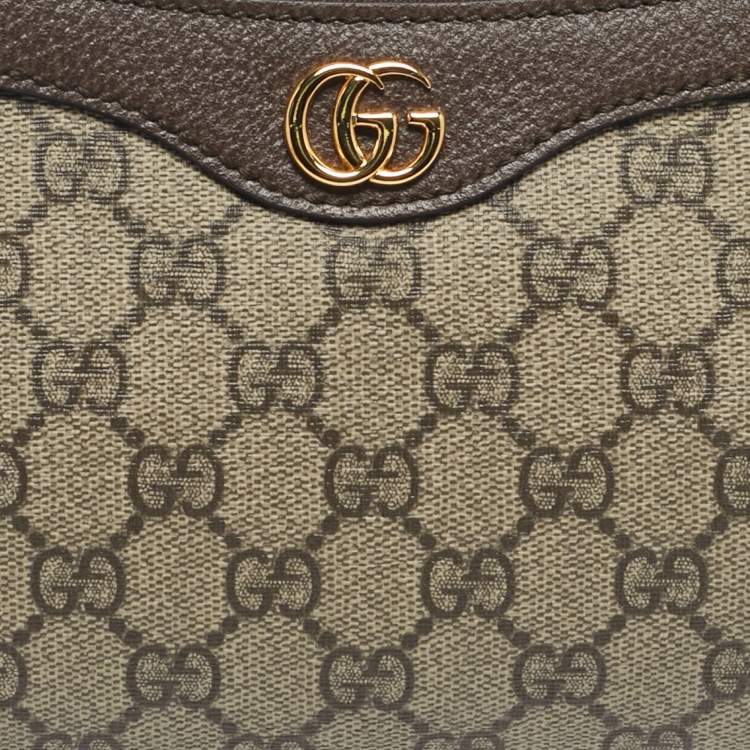 Pre Owned Gucci /BrownBeige GG Supreme Canvas Small Ophidia Shoulder Bag