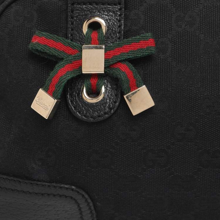 Pre Owned Gucci Black GG Nylon and Leather Princy Boston Bag
