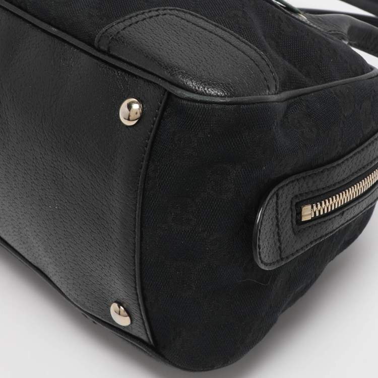 Pre Owned Gucci Black GG Nylon and Leather Princy Boston Bag