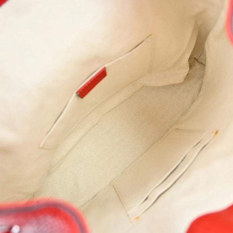 Pre Owned Gucci Red Pigskin Bamboo Backpack