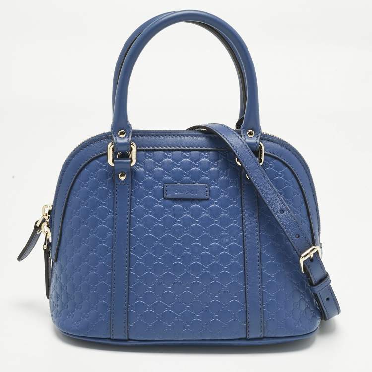 Pre Owned Gucci Blue Microguccissima Leather Mini Nice Dome Bag