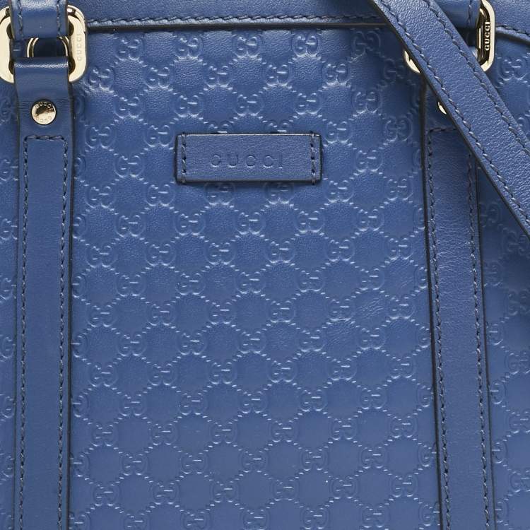 Pre Owned Gucci Blue Microguccissima Leather Mini Nice Dome Bag