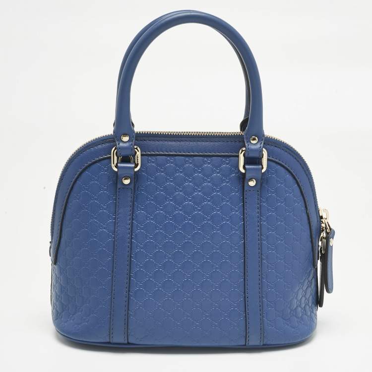 Pre Owned Gucci Blue Microguccissima Leather Mini Nice Dome Bag