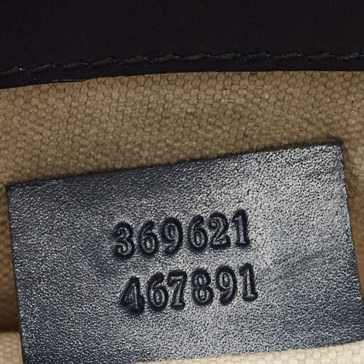 Pre Owned Gucci Navy Blue Guccissima Patent Leather Small Emily Chain Shoulder Bag