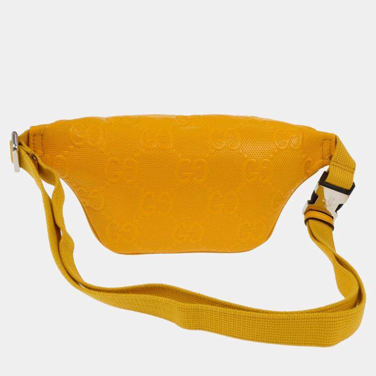 Pre Owned Gucci Yellow GG Embossed Bum Bag