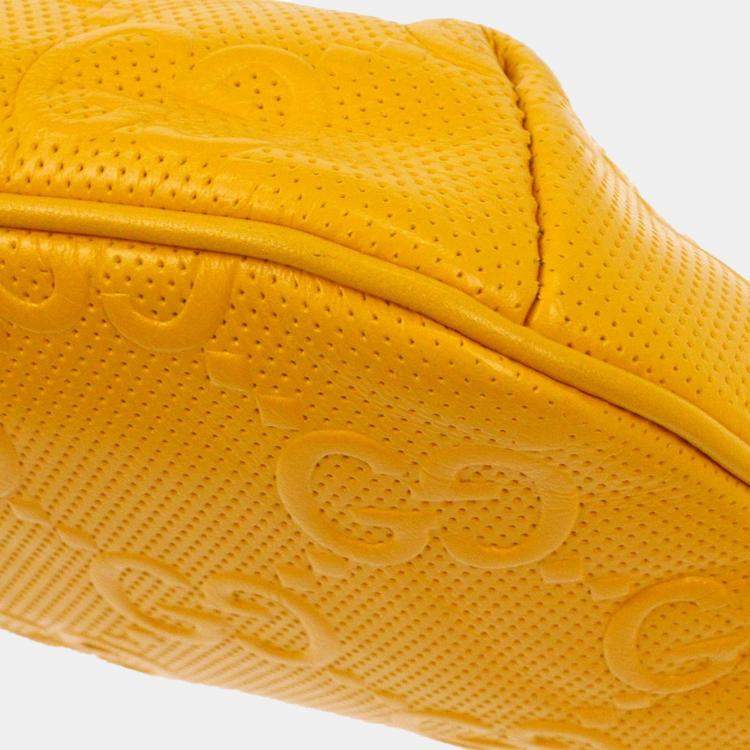 Pre Owned Gucci Yellow GG Embossed Bum Bag