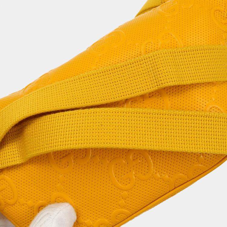 Pre Owned Gucci Yellow GG Embossed Bum Bag