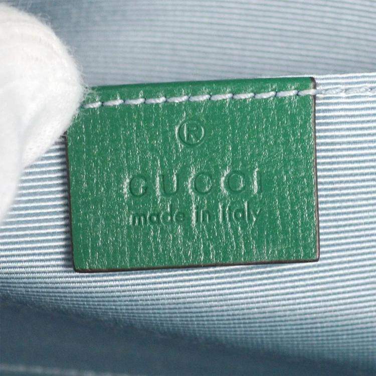 Pre Owned Gucci Green Straw Horsebit Chain Shoulder Bag