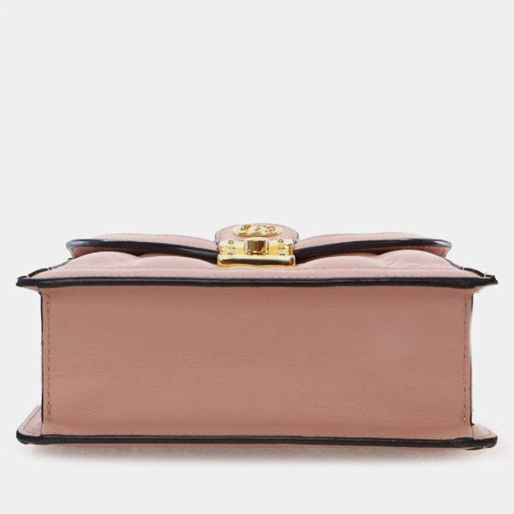 Pre Owned Gucci Pink Small GG Matelasse Leather Top Handle Bag