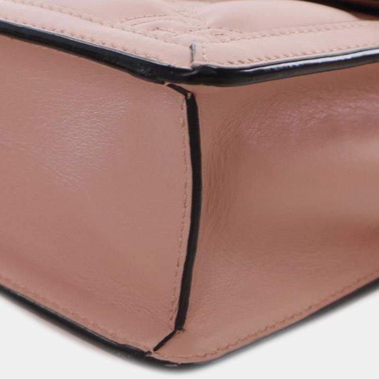 Pre Owned Gucci Pink Small GG Matelasse Leather Top Handle Bag
