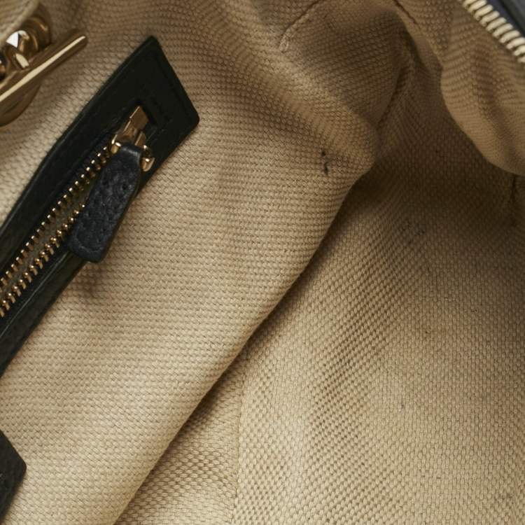 Pre Owned Gucci Navy Blue Leather Medium Soho Chain Shoulder Bag
