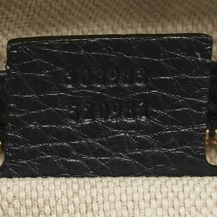 Pre Owned Gucci Navy Blue Leather Medium Soho Chain Shoulder Bag