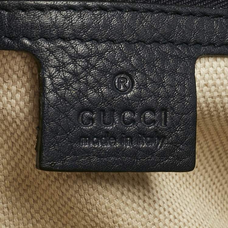 Pre Owned Gucci Navy Blue Leather Medium Soho Chain Shoulder Bag
