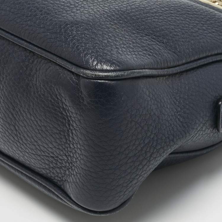 Pre Owned Gucci Navy Blue Leather Medium Soho Chain Shoulder Bag