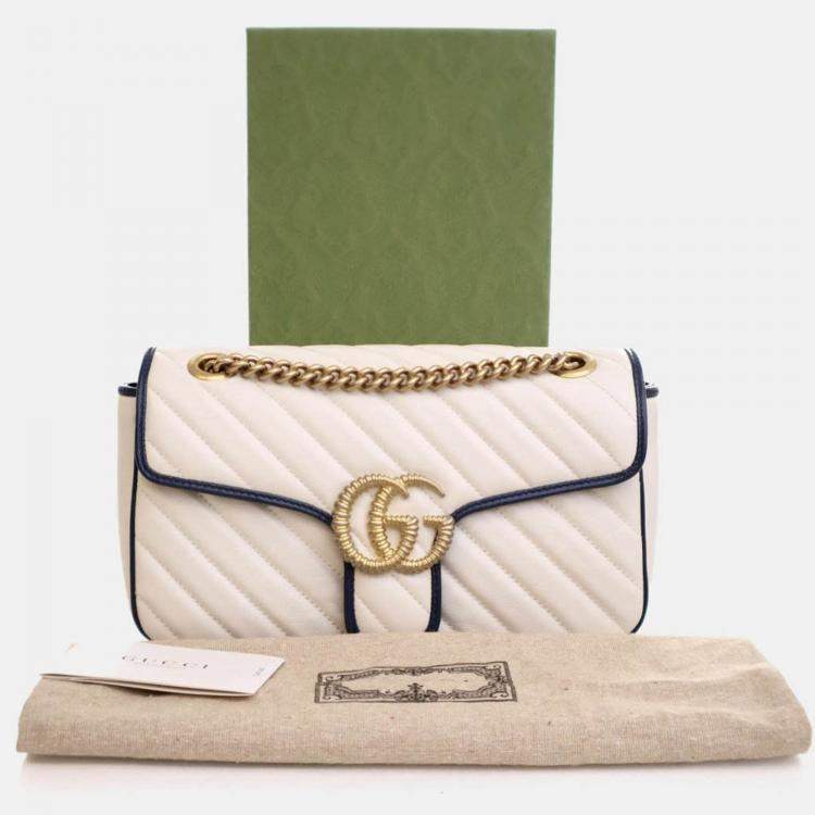 Pre Owned Gucci Small Calfskin Torchon GG Marmont Shoulder Bag