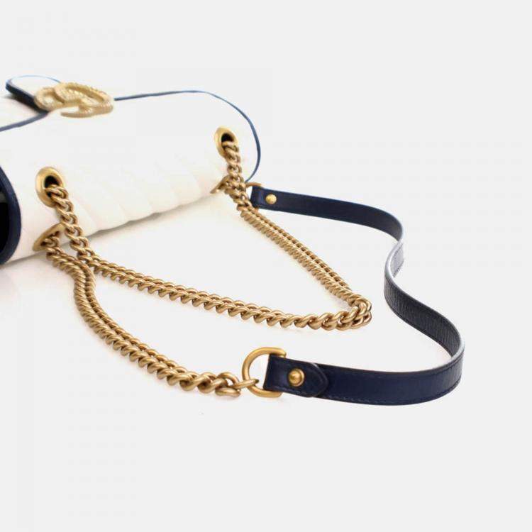Pre Owned Gucci Small Calfskin Torchon GG Marmont Shoulder Bag