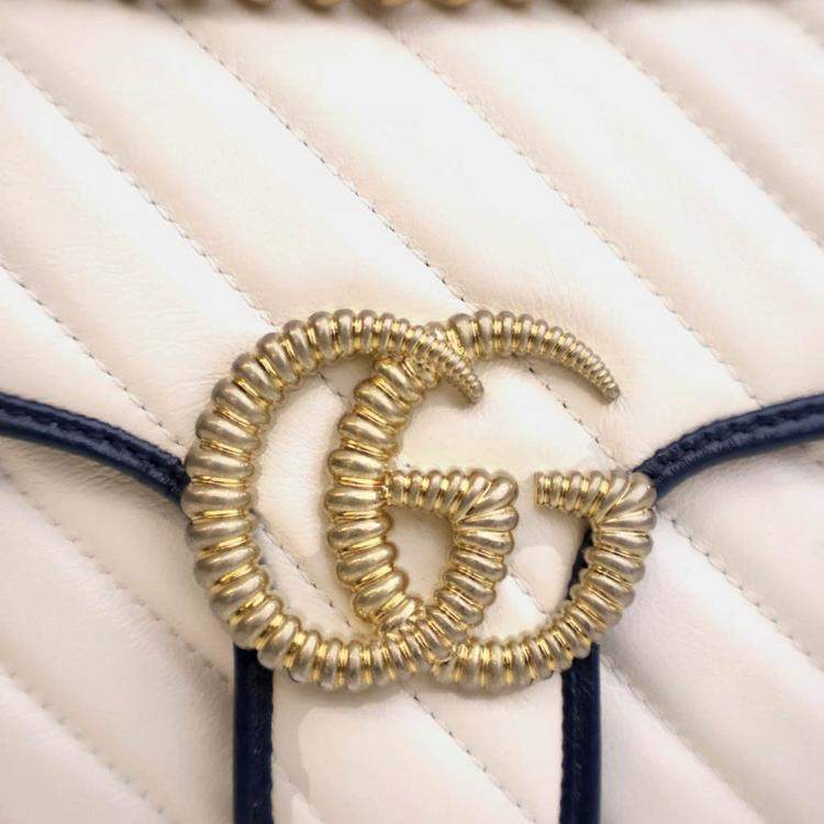 Pre Owned Gucci Small Calfskin Torchon GG Marmont Shoulder Bag