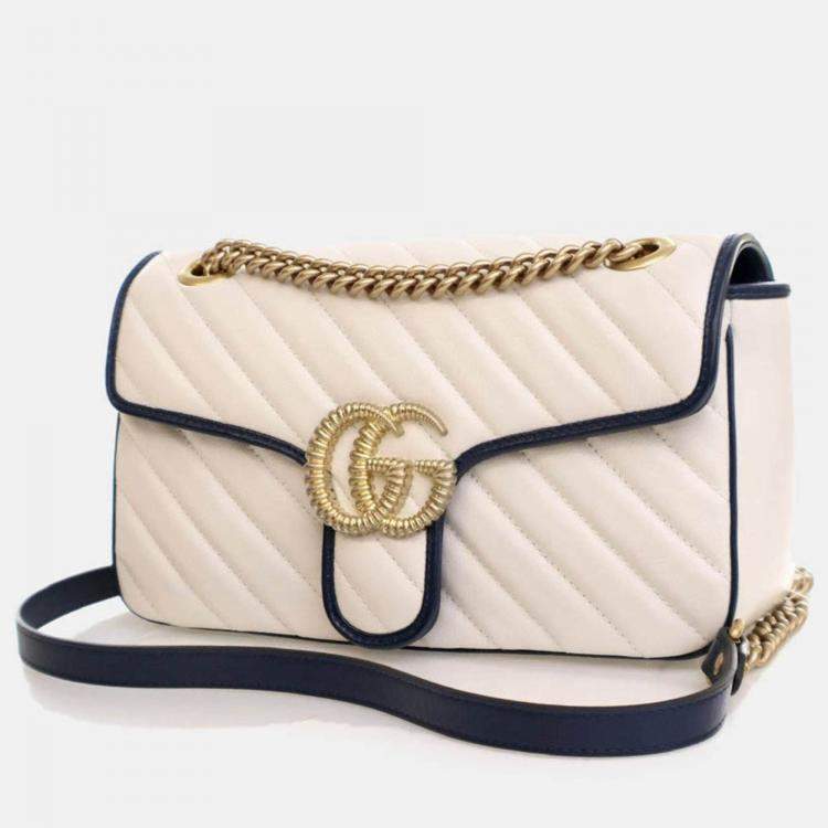 Pre Owned Gucci Small Calfskin Torchon GG Marmont Shoulder Bag