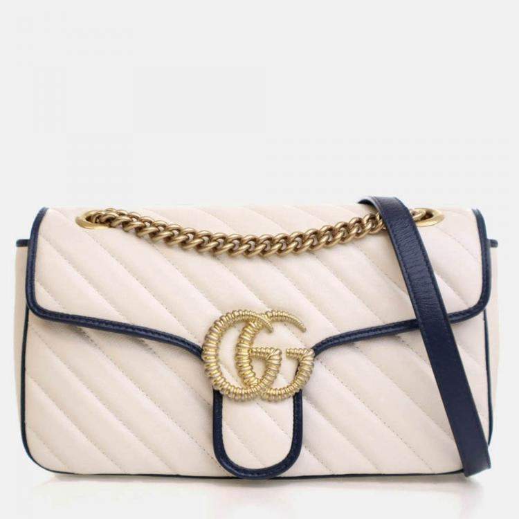 Pre Owned Gucci Small Calfskin Torchon GG Marmont Shoulder Bag