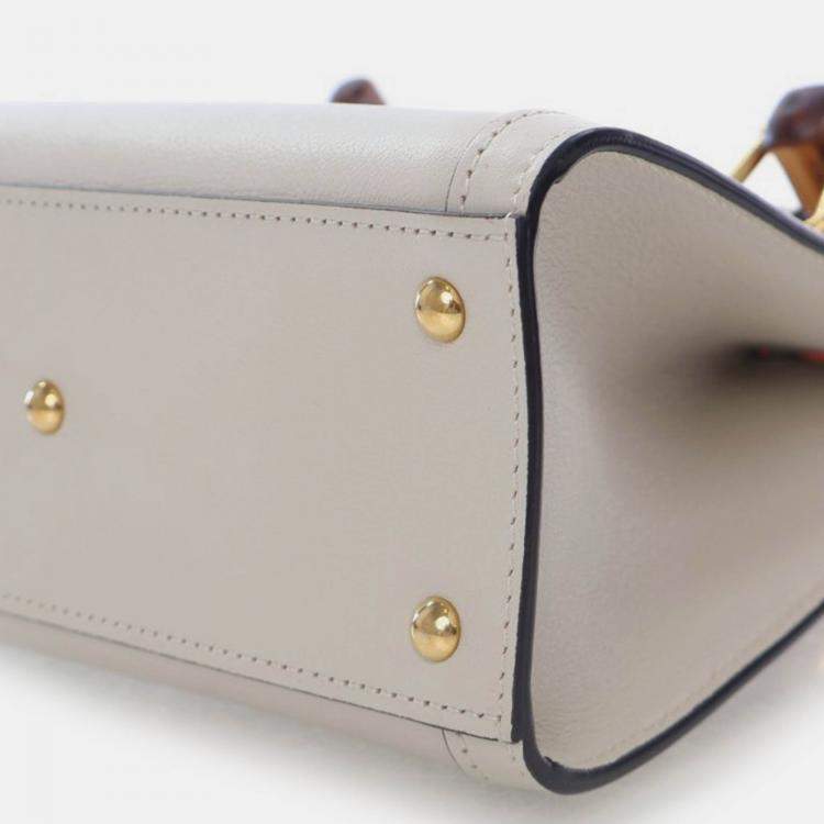Pre Owned Gucci Mini Beige Calfskin Diana Tote Bag