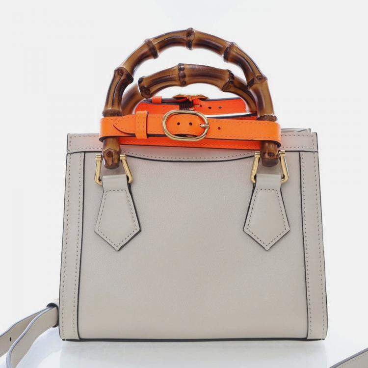 Pre Owned Gucci Mini Beige Calfskin Diana Tote Bag