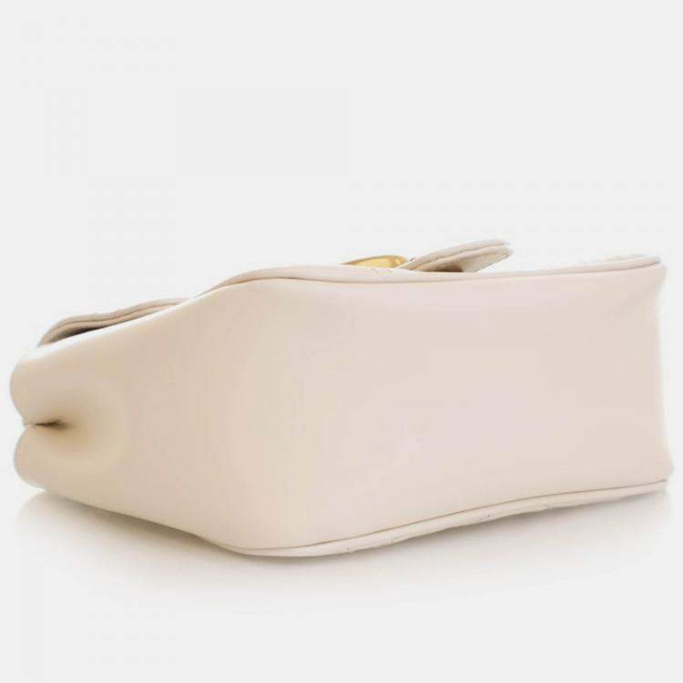Pre Owned Gucci Mini White Calfskin Marmont Shoulder Bag
