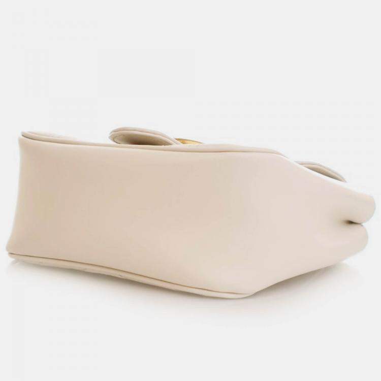 Pre Owned Gucci Mini White Calfskin Marmont Shoulder Bag