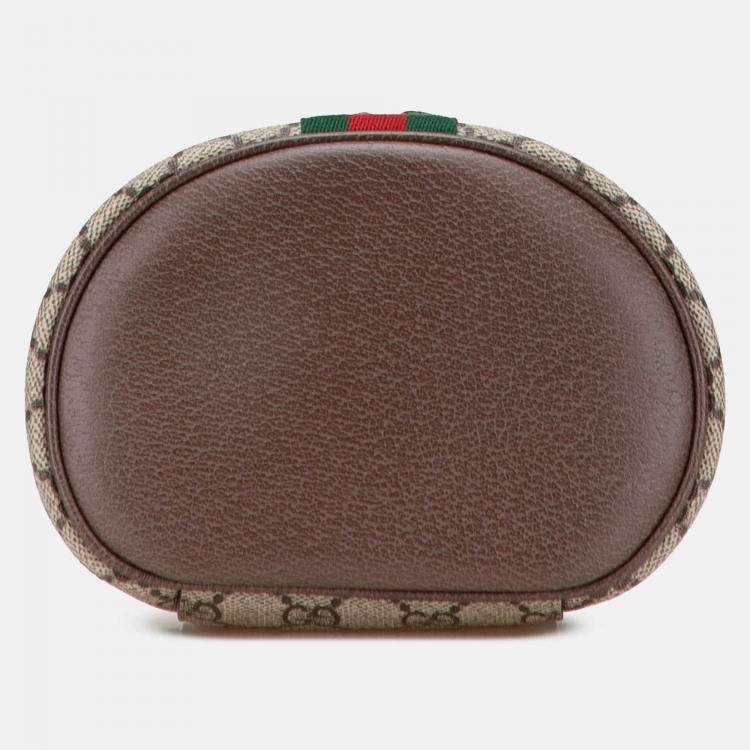 Pre Owned Gucci Beige Brown GG Supreme Web Ophidia Vanity Bag