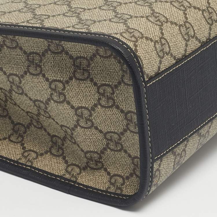 Pre Owned Gucci Kid's Choco Brown/Beige GG Supreme Canvas Lady Bug Tote