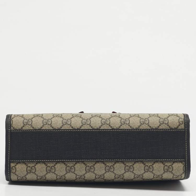 Pre Owned Gucci Kid's Choco Brown/Beige GG Supreme Canvas Lady Bug Tote
