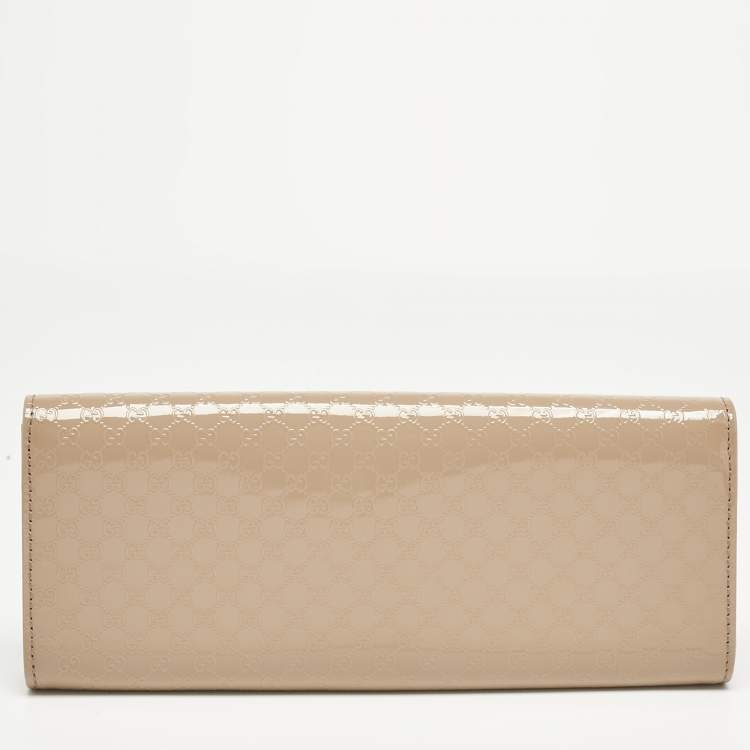 Pre Owned Gucci Rose Poudre Microguccissima Patent Leather Broadway Clutch