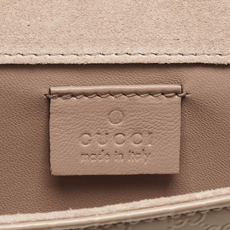 Pre Owned Gucci Rose Poudre Microguccissima Patent Leather Broadway Clutch
