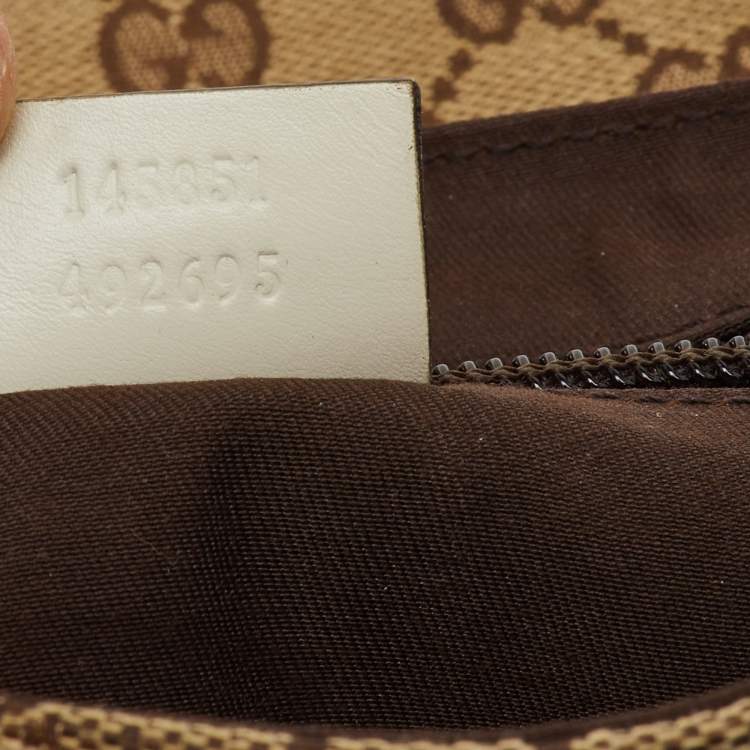 Pre Owned Gucci Beige/Off White GG Canvas and Leather Waist Bag