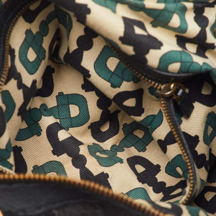 Pre Owned Gucci Black Guccissima Leather Babouska Heart Hobo